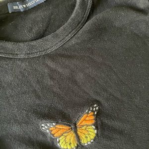 Brandy Melville Top | Butterfly Black Long Sleeve